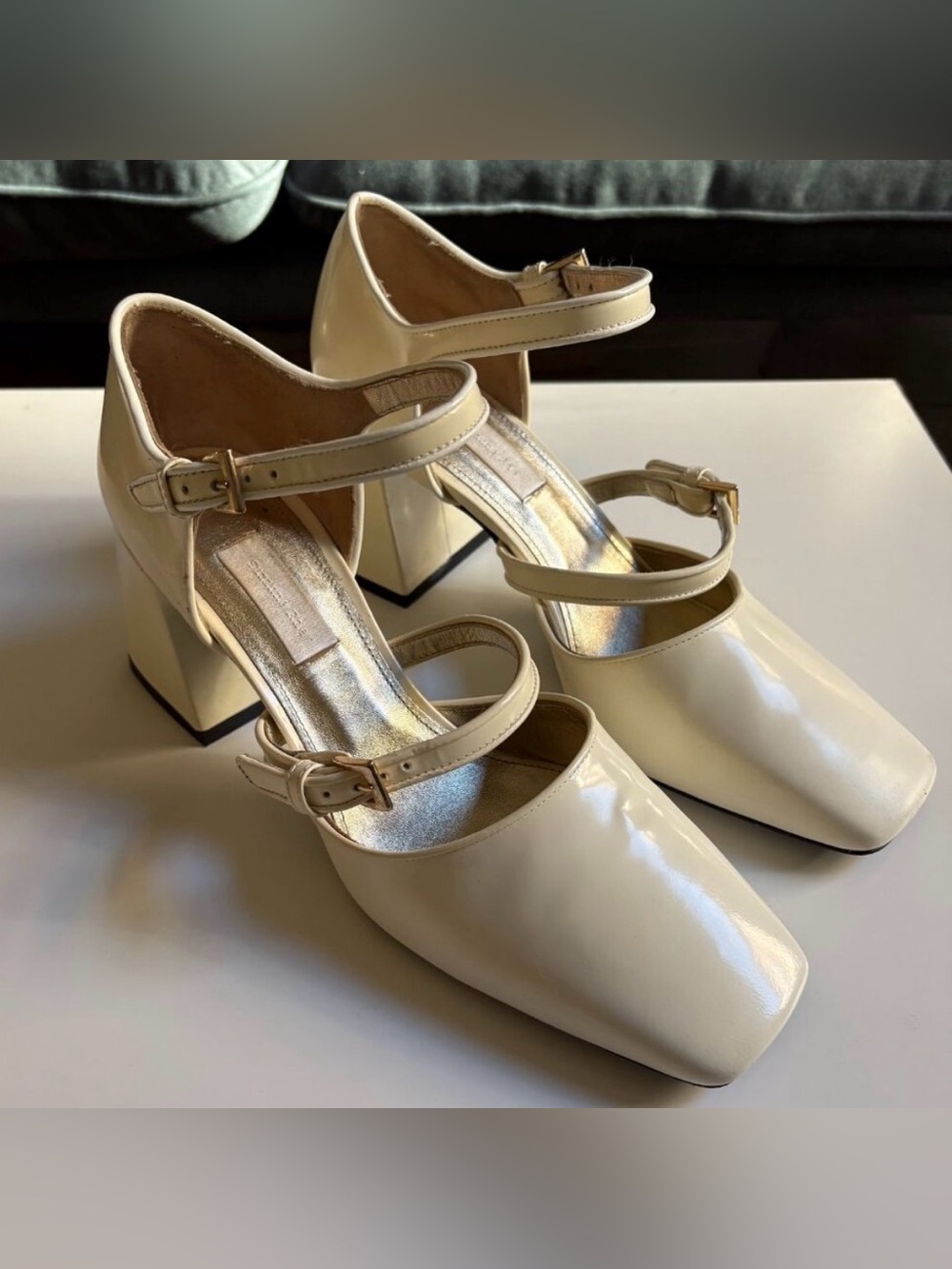 Leather Double-Strap D'Orsay Pumps